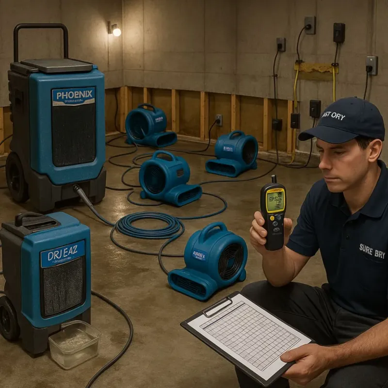 Structural Drying and Dehumidification process in South Paris, ME